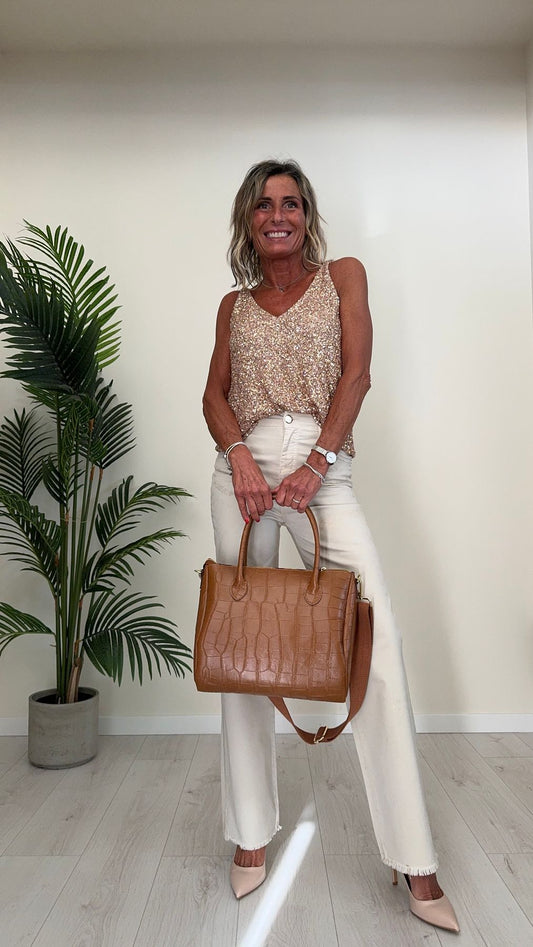 ANTONELLO SERIO - 801010SS24P49 - TOTE BAG SIMIL PELLE CON ZIP E TRACOLLA CANVAS