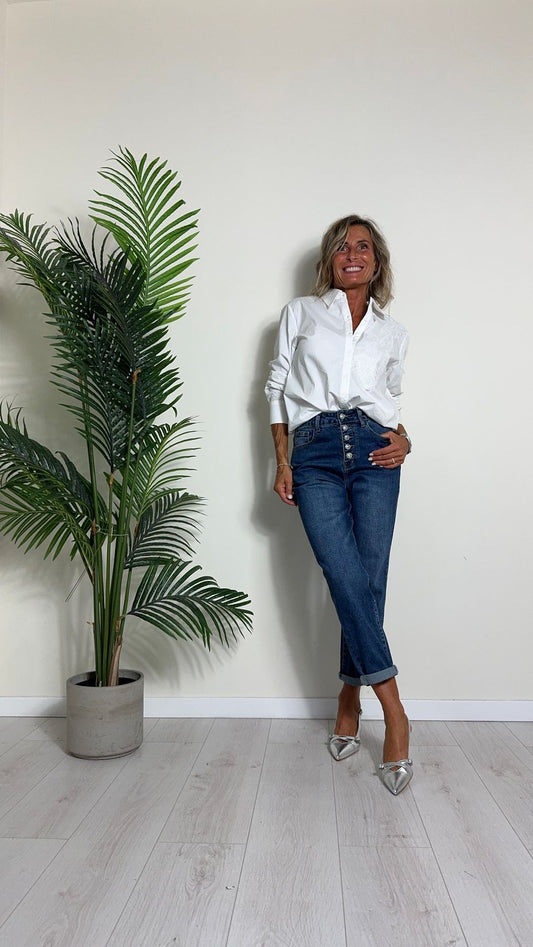 GIORGIA & JHONS - 60142FW24 - JEANS MOM FIT ALASTICIZZATO CON BOTTONI A VISTA