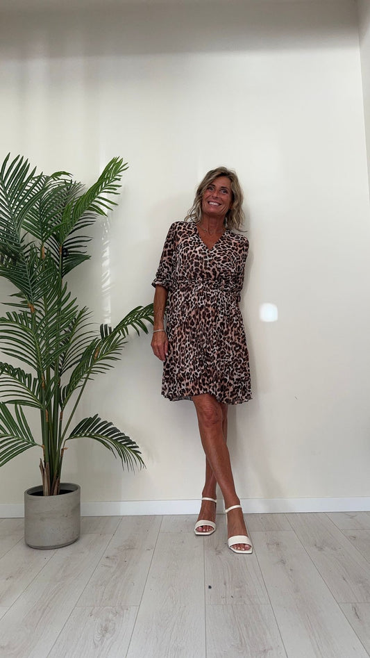 DAFNE - 1800IYS-19P28 - ABITO VOILE FODERATO FANTASIA MACULA, SCOLLO INCROCIATO CON FUSCIACCA