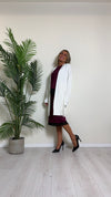 DAFNE - 9142P33 - CARDIGAN LUNGO PUNTO RISO CON FRANGE