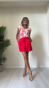 IMPERIAL - RFF5FQA - BLUSA RASO FANTASIA FIORI, SCOLLO A CUORE