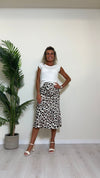 VICOLO - TB1348 - GONNA 100%VISCOSA, FANTASIA LEOPARD, TAGLIO SBIECO
