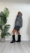 TENSIONE IN - TI2496 - FELPA IN COTONE FELPATO CON ZIP,  APPLICAZIONI STRASS E STEMMA