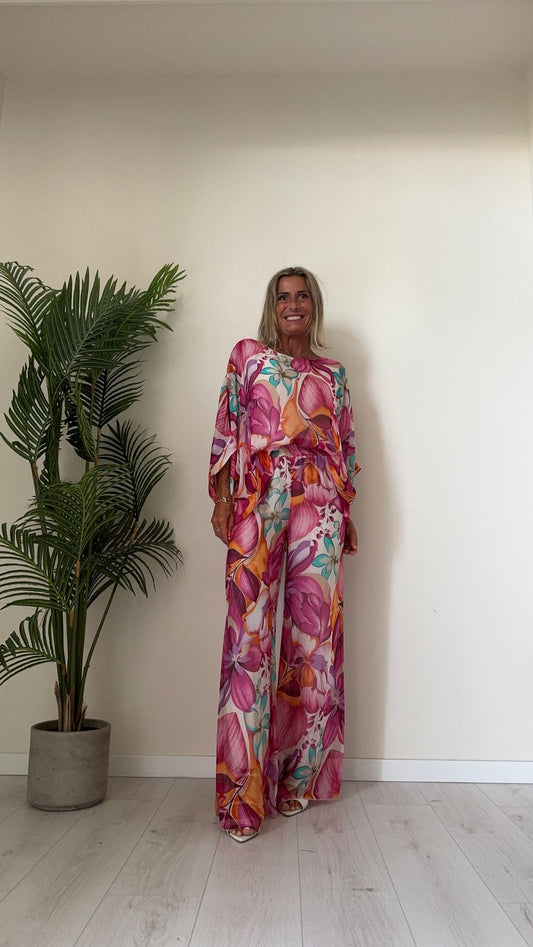 GIORGIA & JHONS - 60515SS24 - PANTALONE FANTASIA SETA 30% VISCOSA 70% FODERATO, VITA ELASTICATA