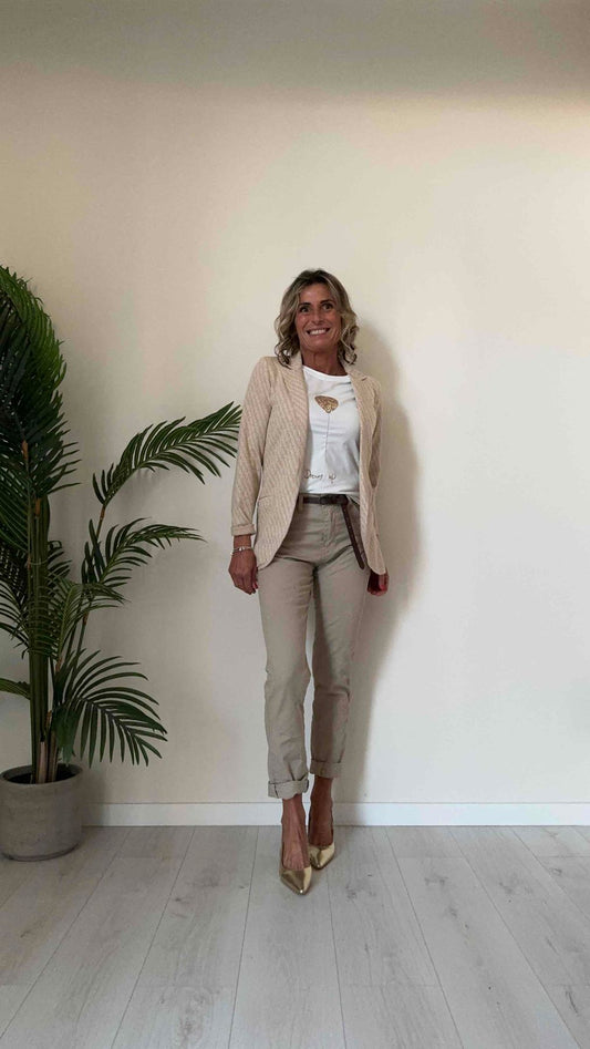 DAFNE - 821282-876P29 - PANTALONE COTONE SLIM FIT CON RICAMI E CINTURA