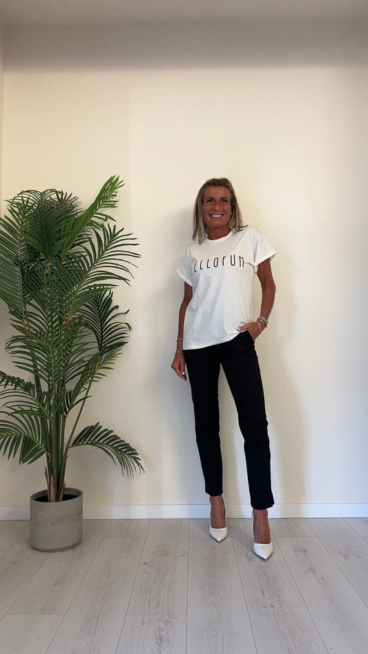 CELLOFUN - 2361TST - T-SHIRT OVER FIT MANICA RISVOLTATA, STAMPA CELLOFUN