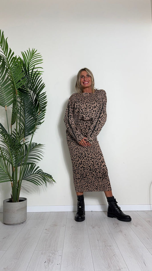 PLEASE - F0IVCYR000 - MAGLIA IN POLIVISCOSA ELASTICCIZZATA, VESTIBILITA' OVER FANTASIA ANIMALIER