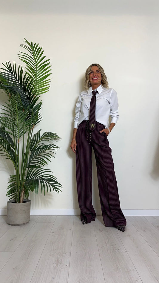IMPERIAL - P9990040S - PANTALONE POLIVISCOSA GESSATO VITA ELASTICATA CON COULISSE