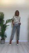 TENSIONE IN - TI2203 - PANTALONE DENIM GREY STONE WASHED BAGGY FIT