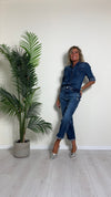 VENTISEI - 220102 - CAMICIA DENIM ELASTICIZZATA CON TASCHINE E BOTTONCINI  A PRESSIONE