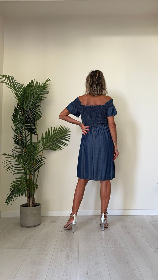 DAFNE - T043P24 - ABITO CORTO IN TENCEL ELASTICO GOFFRATO