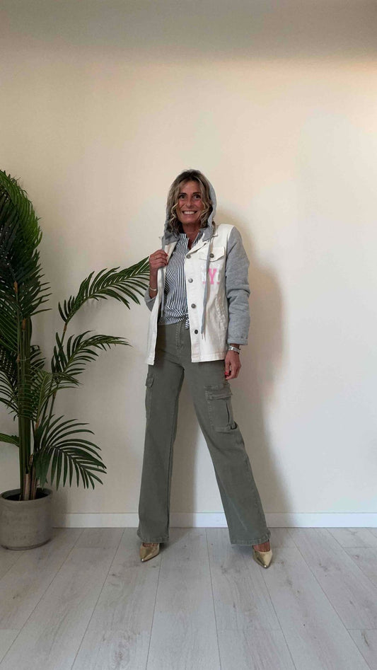 DAFNE - 523607EP39 - GIACCA INSERTI FELPA CON CAPPUCCIO STACCABILE E STAMPA RETRO