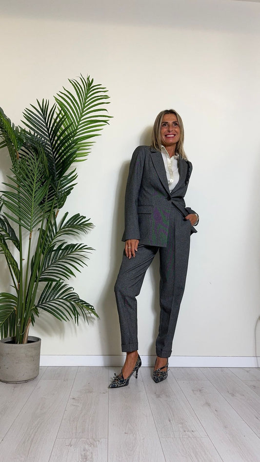 GIORGIA & JHONS - 60233FW24 - GIACCA GRISAGLIA CON APPLICAZIONE TULLE RICAMO CON PAILLETTES