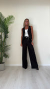 DAFNE - 205.201CP45 - COMPLETO GILET+PANTALONE LINO(55%)/VISCOSA(45%) CON CINTURA E BOTTONI A CONTRASTO