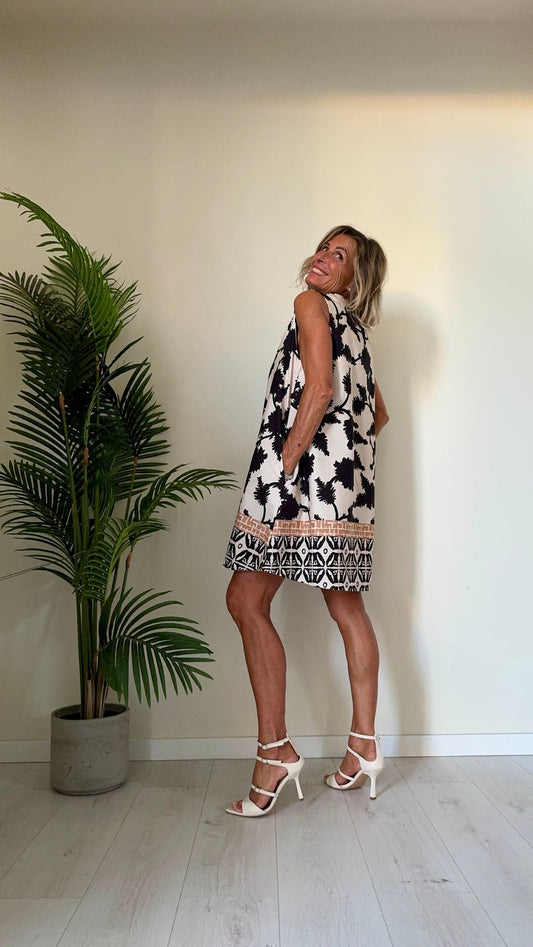 DAFNE - H2921P27 - ABITO COTONE FANTASIA, SVASATO, STONDATO