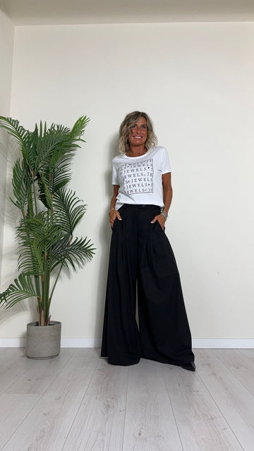 SUSYMIX - SBIO01 - T-SHIRT STAMPA "JEWELS" CON SPILLE STRASS