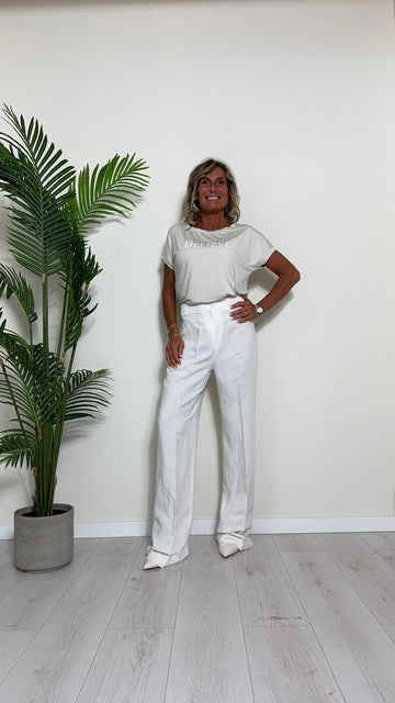 TWEED - D1128P19 - T-SHIRT VISCOSA(95%) STAMPA BELIEVE IN TONALITA'