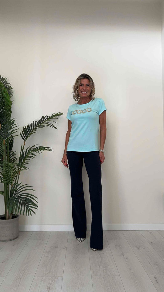 TWEED - 250214P14 - T-SHIRT 100%COTONE, STAMPA "COCO" BORCHIETTE E STRASS