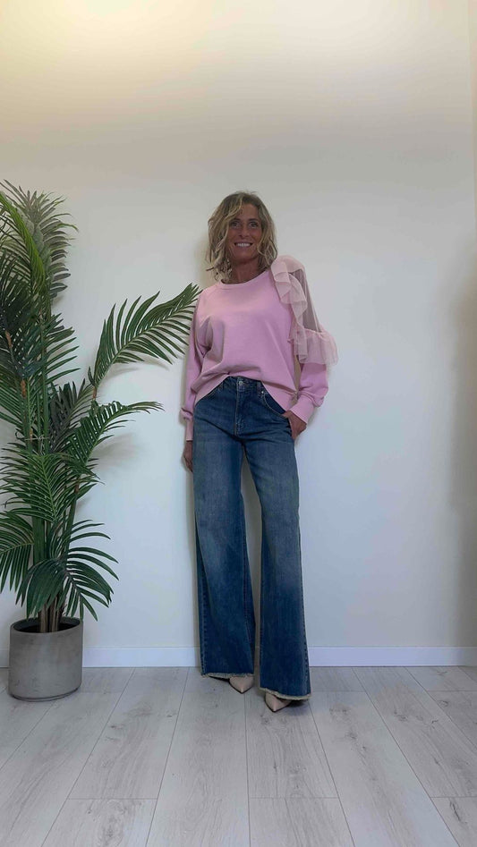 SUSYMIX - 80029CTT - JEANS PALAZZO ORLO SFRANGIATO 2% ELASTAN