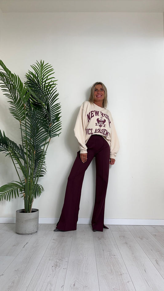 VICOLO - RS0252 - FELPA IN COTONE GARZATO, STONDATA CON STAMPA ACCADEMY, MANICHE A PROSCIUTTO