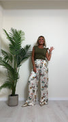 VICOLO - TB2238 - PANTALONE VISCOSA PALAZZO FANTASIA FIORI DI CAMPO CON PINCES