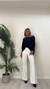 DAFNE - 1380P32 - PANTALONE CARGO PALAZZO ELASTICIZZATO, VITA ALTA
