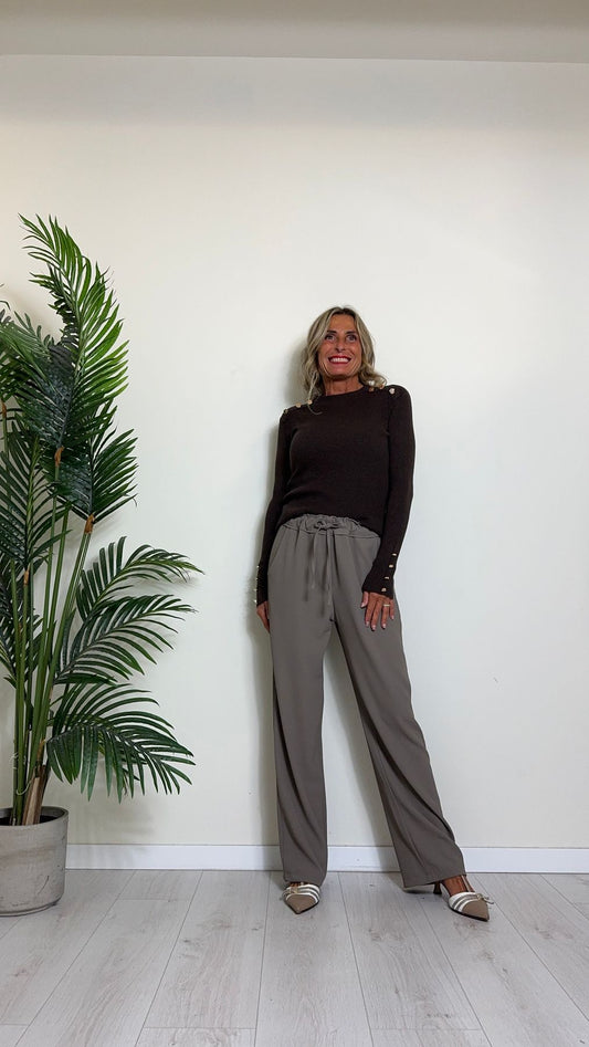 DAFNE - T9325P26 - MAGLIA VISCOSA A COSTINE CON BOTTONCINI COLLO E POLSI