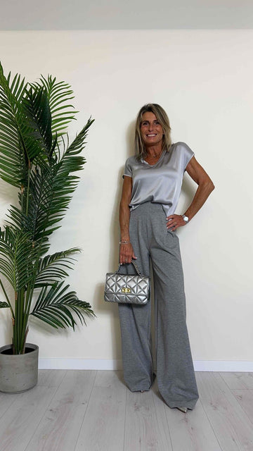 VICOLO - TB0908 - PANTALONE PALAZZO 70% VISCOSA ELASTICO VITA