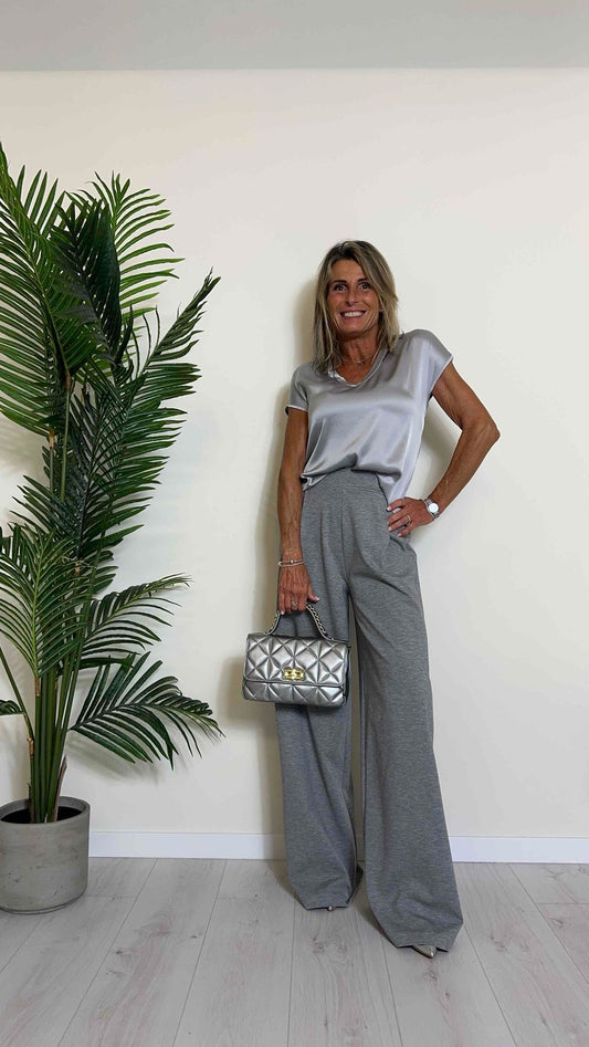 VICOLO - TB0908 - PANTALONE PALAZZO 70% VISCOSA ELASTICO VITA