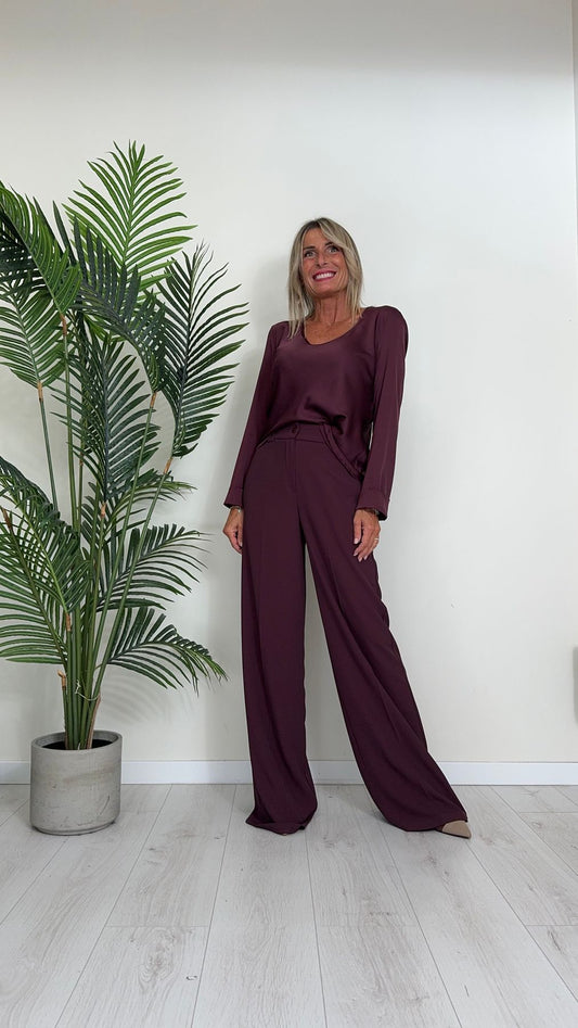 IMPERIAL - CMH71DG - BLUSA RASO SCOLLO ARROTONDATO,MANICA LUNGA CON RISVOLTO