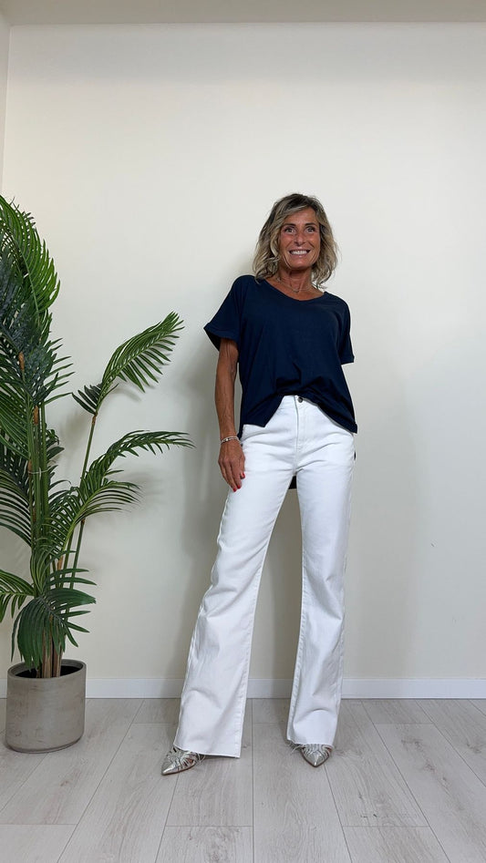 SUSYMIX - 2544 - T-SHIRT VISCOSA SCOLLO A V CON SPACCHETTI LATERALI