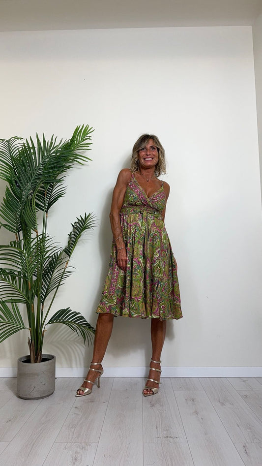 DAFNE - FSP40P26 - ABITO FANTASIA FORMENTERA CON SPALLINE AL GINOCCHIO 50%SETA 50%VISCOSA