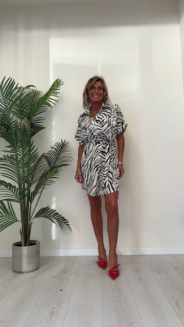 DAFNE - ZE64P26 - ABITO TUNICHETTA FANTASIA ZEBRATA CON TASCHE E CINTURA