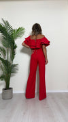 GIORGIA & JHONS - 60277SS24 - JUMPSUIT (TUTA) CADY STRAPLES CON VOLANT E ZIP ORO RETRO