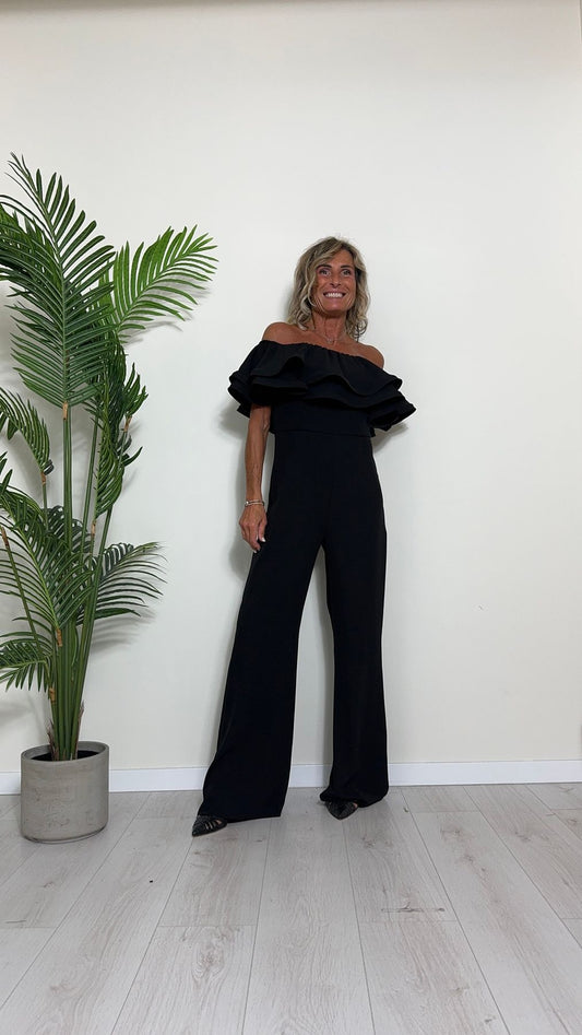 GIORGIA & JHONS - 60277SS24 - JUMPSUIT (TUTA) CADY STRAPLES CON VOLANT E ZIP ORO RETRO