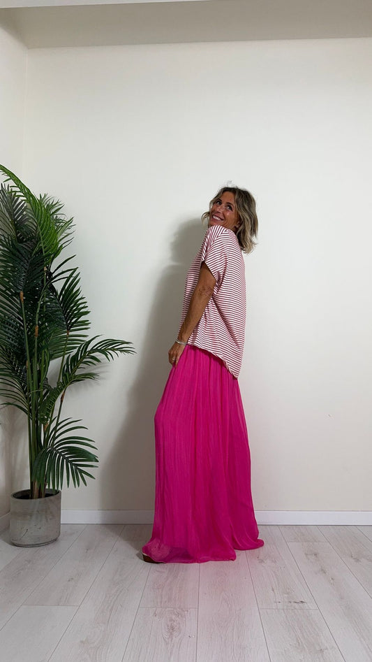 TWEED - 3077P13 - T-SHIRT OVER RIGATINA CON MANICA ALETTA CON STAMPA GLITTER LISCA PESCI