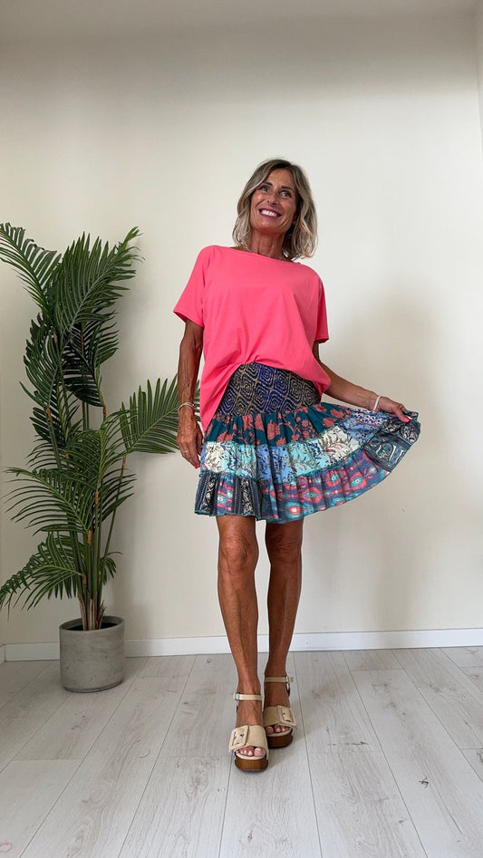 DAFNE - FG76P24 - GONNA FORMENTERA 50%SETA 50%VISCOSA VITA ELASTICATA GOFFRATA