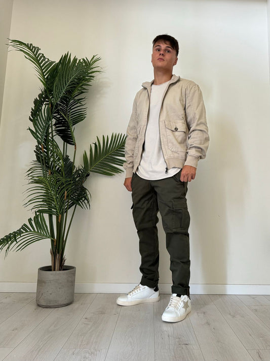 ALCOTT - GB4703UOAY - GIUBBOTTO/BOMBER MISTO LINO CON TASCHE