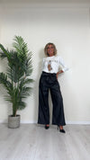 CELLOFUN - 2419P2 - PANTALONE SIMIL PELLE A PALAZZO CON FUSCIACCA