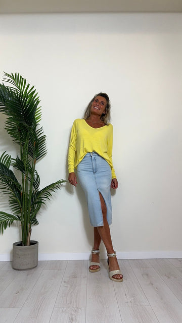 SUSYMIX - KHRISTY2 - GONNA DENIM LONGUETTE CON SPACCO
