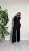 SUSYMIX - SM072A - COMPLETO GILET CON SPILLA A FIORE E PANTALONE FLUIDO
