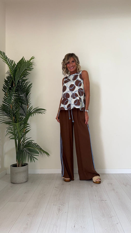 DAFNE - 0471P19 - TOP MUSSOLA 1005COTONE FANTASIA CON FIOCCHETTI RETRO