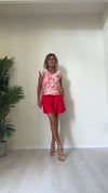 IMPERIAL - RFF5FQA - BLUSA RASO FANTASIA FIORI, SCOLLO A CUORE