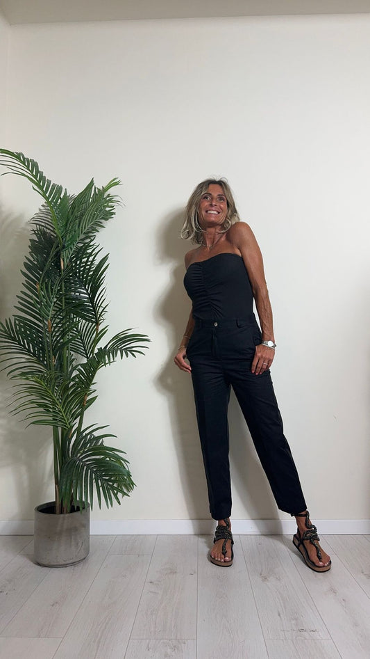 VICOLO - TB2781 - PANTALONE POPELINE COTONE A SIGARETTA CON ELASTICO RETRO
