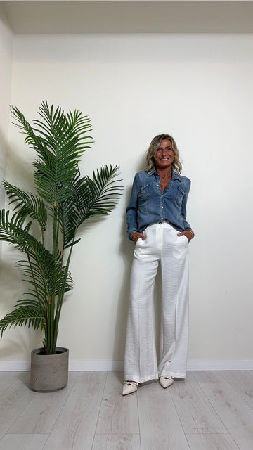 VENTISEI - 220102P28 - CAMICIA DENIM BOTTONI A PRESSIONE MADREPERLA