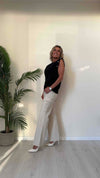 DAFNE - 1380P32 - PANTALONE CARGO PALAZZO ELASTICIZZATO, VITA ALTA