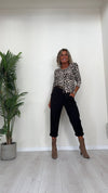 DAFNE - 7168P22 - PANTALONE IN POLIVISCOSA, VITA ELASTICATA CON CINTURA