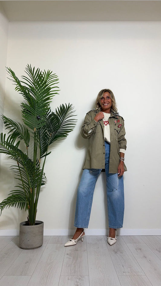 SUSYMIX - 24156M - GIACCA/CAMICIA CAPPUCCIO ANIMALIER STACCABILE CON SPILLE E STAMPA RETRO