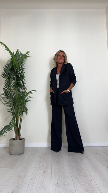 GIORGIA & JHONS - 60069FW24 - PANTALONE IN JERSEY DI COTONE GARZATO, RETRO ELASTICATI DAL FIT AMPIO