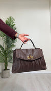 HIGH GARDEN - 3948 - BORSA  GRANDE PELLE INTRECCIATA,CHIUSURA BAMBOO CON TRACOLLA
